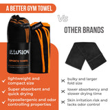 illusion Small Microfiber Gym Towels for Men and Women Active Sports (32" L x 16''W)-Lightweight Quick Dry Gym Towel for Sweat-Workout Towels Ideal for Yoga, Camping, Running, and Outdoor Activities