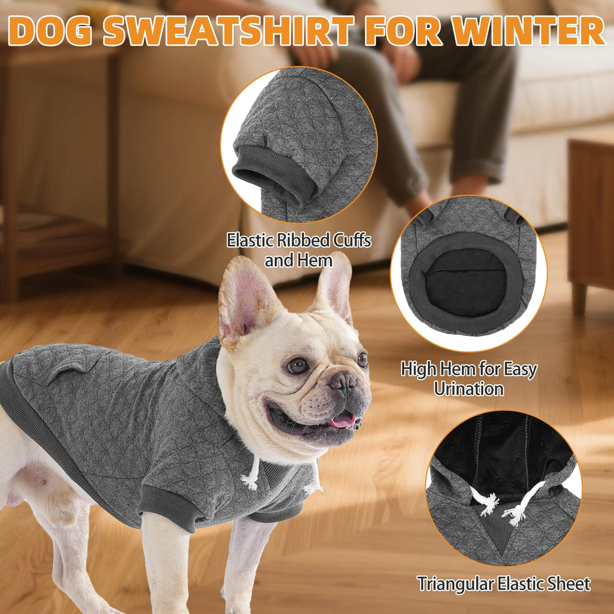 KOOLTAIL Dog Hoodie for Small Medium Large Dogs, Ultra-Warm & Soft Winter Fall Fleece Dog Hooded Sweatshirt Clothes Sweater, Lightweight Pullover Coat for Boy Girl Bulldog Pitbull Puppy Cats,Gray M-L