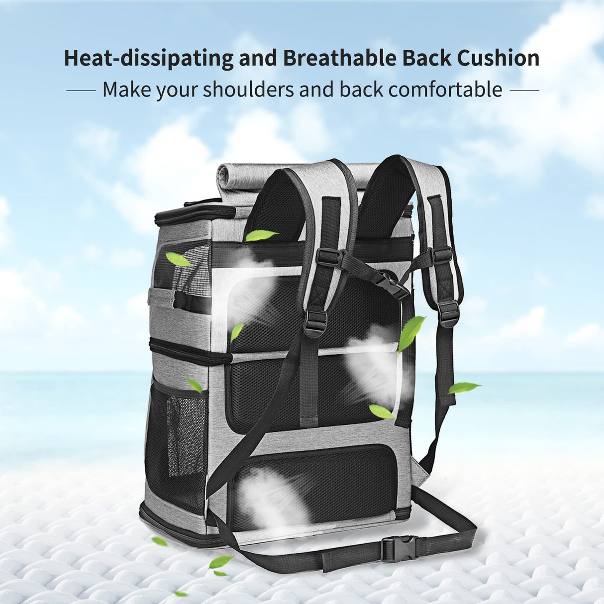 Double Cat Carrier, Cat Backpack Carrier for 2 Cats, Multi Dog Backpack, Two Cat Carrier with 7 Ventilation Windows, Built-in Frame and Support Plate, Safety Straps, Collapsible, Perfect for Travel