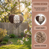 YINGBALHL Handmade Alpaca Fiber Bird Nesting Heart – Refillable Bird Haven with 2 Nesting Material Refill Bags – Eco-Friendly Hanging Nest for Hummingbirds & Wild Birds, Garden & Yard Décor (1Set)