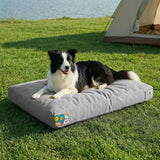 Sytopia 36 Inch Canvas Indestructible Outdoor Dog Bed for Large Dogs, Waterproof Washable Removable Cover, Indoor Patio Pet Pad for Crate, Light Grey