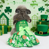 XPUDAC 4 Pack Cute Dog Dress with Bowknot Dog Clothes Puppy Skirt Mommy Floral Bunny Egg Shamrock Print for St. Patrick's Day Easter Holiday Pet Outfit for Girls, M