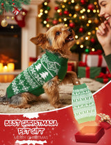 2PCS Dog Christmas Sweater, Soft Warm Pet Clothes Coat for Small Medium Large Dogs and Cats Boy Girl, Fall Cozy Holiday Turtleneck Knitting Collar Pullover Pup Outfit Costume for Thanksgiving New Year