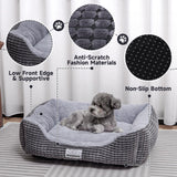 Baodan Dog Beds for Medium Large Dogs, Fluffy Cat Beds for Indoor Cats, Calming Pet Bed for Puppy and Kitty, Extra Soft & Machine Washable with Anti-Slip Bottom, Grey, 25inches