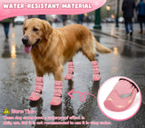 Dog Shoes, Waterproof Dog Boots & Paw Protectors, Breathable Dog Booties with Anti Slip Sole for Winter Snowy Day, Rainy Weather Indoor and Outdoor (Size 8, Pink)