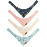 Remy+Roo Spring Dog Bandanas - 4 Pack Meadow Set | Premium Durable Adjustable Polyester Fabric | Patented Shape Girl Dog Bandana, Floral Bandana for Dogs (Small)