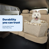 PetSafe Happy Ride Quilted Dog Safety Seat - Dedicated Pet Car Seat for Safer Travel - Elevated Pet Booster for Window Views - Machine Washable Removable Cover - Fits Most Cars