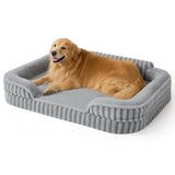 LE SURE Cute XL Dog Beds, Orthopedic Waterproof Dog Bed for Extra Large Dogs, High Back Non-Slip Bottom and Egg-Crate Foam Big Pet Couch Sofa with Washable Removable Cover, Grey