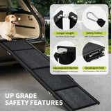GarveeLife Dog Ramp for Car 71"× 20" Large Folding Pet Stair Ramps for Truck, SUV, with Non-Slip Surface, Up to 250 LBS, Outdoor Dog Car Ramp for Medium & Large Dogs, Portable Pet Steps