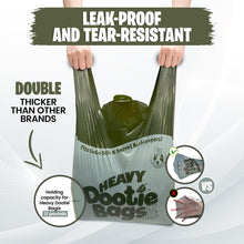 Load image into Gallery viewer, HEAVY Dootie Bags with EZ Tie Handles. Clean and Convenient for Pet Dog Poop, Cat Litter. Multi-Use. Great for Swivel Bin and Gogo Stik Scoopers. Made with Cornstarch. Strong, Leakproof and Very Large
