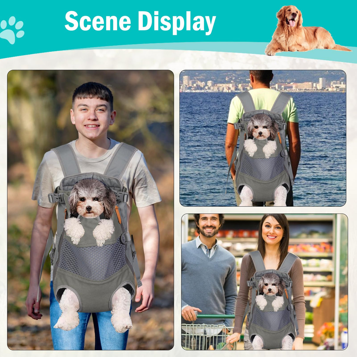 Dog Carrier Backpack - Legs Out Front - Facing Pet Carrier Backpack for Small Medium Large Dogs, Airline Approved Handsa - Canvas Mesh Free Cat Travel Bag