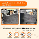 Yara’s Woofyverse Dog Seat for Car – Booster Seat for Small & Medium Dogs with Adjustable Cushions, Fur-Lined Headrest & 6-Pocket Storage – Portable Pet Car Seat for Front/Back Travel – Stone Shadow