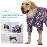 LovinPet Pit Bull Pajamas Large Dogs PJS - Tiger Garden Blue and Pink Print/Lightweight Stretchy Knit Big Dog Pullover Jammies, Large Breed Dog Pajamas, Pet PJ's/XXL