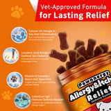 Pawnnergy Dog Allergy & Itch Relief Chews - Salmon Oil Omega-3, Omega-6, Vitamin B1/B2/B6, Colostrum Probiotics Supplement for Seasonal Allergy, Hot Spots, Paw Licking, Scratching, 100 Soft Chews