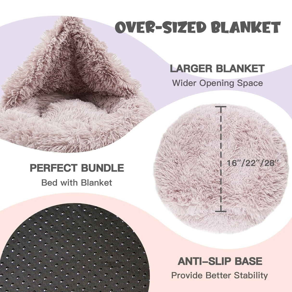Himax Dog Beds for Medium Dogs, Donut Dogs Beds with Blanket Attached, Calming Dog Bed Washable (20"/26"/35") Beige
