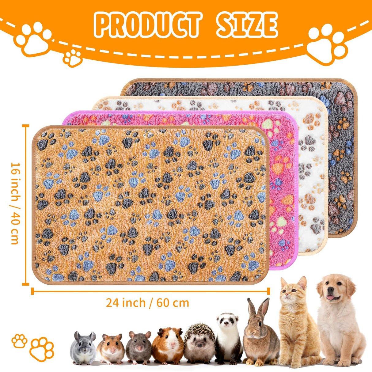 CHICAUP 8PCS Soft Guinea Pig Bedding Blankets Washable Small Animal Fleece Cage Liners Reusable Pet Pee Pad Sleep Mat Pad Cover for Hamster Chinchilla Rabbit Hedgehog Dog Cat Essentials (16×24 Inch)