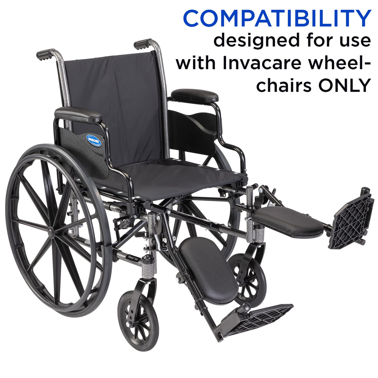 Invacare Wheelchair Legrests, Elevating, Aluminum Footplates, Padded Calf Pads, 1 Pair, T94HAP, Black