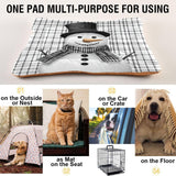 Coikll Snowman with A Black and White Plaid Pet Bed Pad Soft Dog Bed Mat with Anti-Slip Bottom, Machine Washable Crate Pad Mattress for Dog Sleeping- 24 * 18 inches
