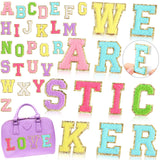 WILLBOND 52 Pcs Chenille Letter Patches Bulk Self Adhesive Letter Patches for Backpacks Stick on Letters Embroidered Applique Patch for Clothing Hats Halloween Christmas Supplies(Multicolor)