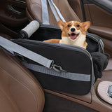 RUONARIER Center Console Dog Car Seat for Small Dogs,Dog Booster Car Seat with Safety Belt and Pockets,Portable Pet Armrest for Puppy Cat Under 13 lbs (Black)