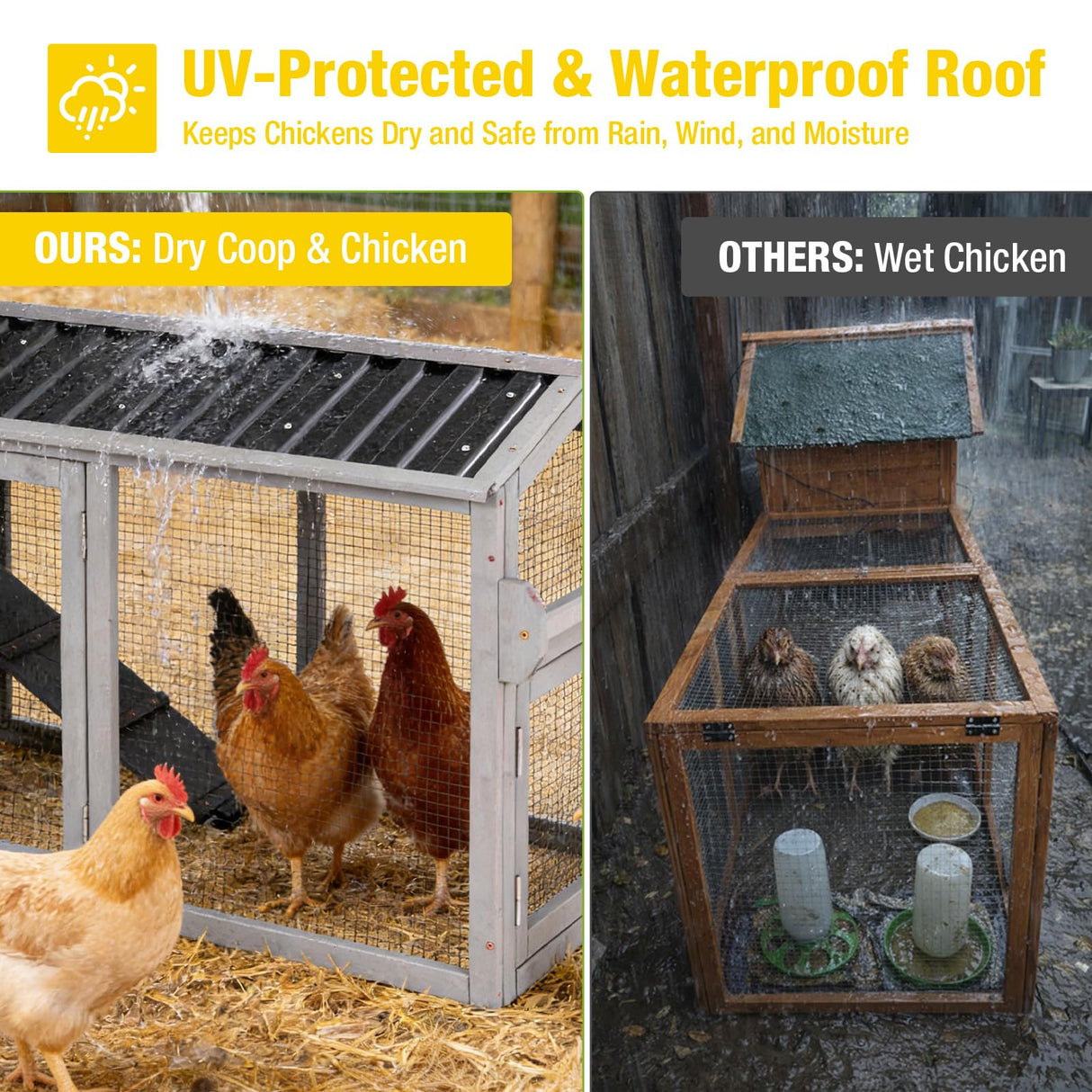 Aivituvin 80in Chicken Coop Mobile Hen House Outdoor Wooden Poultry Cage with Wheels Nesting Box Run