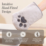 Muddi Mitt Microfiber Reusable Pet Wipes Grooming Towel Glove | Machine-Washable, Soft, Double-Sided Bath Mitt Replaces Wipes | Dirt Odor Removal | Gentle Paw Coat Cleaner | Dogs & Cats (A Pair)
