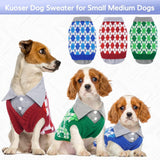 Kuoser Dog Sweater Plaid Dog Sweaters with Harness Hole, Polo Design Puppy Knitwear Fall Winter Sweater for Extra Small Dogs, Pet Cold Weather Clothes Warm Doggie Pullover Sweatshirt, Red XS