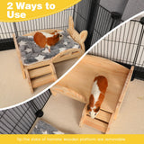 Rypet Wooden Guinea Pig Bed with Stairs and Mat Cozy Small Animals Cushion Bed Detachable Small Pet Hut Habitats for Guinea Pig Dwarf Rabbit Chinchillas Hamster Ferret