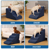 Aodisman 4-Step Dog Stairs and Ramp for Beds or Couches,Non-Slip Sturdy Pet Steps for Small Dogs and Cats,17.4" H,Blue