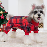 XPUDAC 4 Pack Plaid Dog Pajamas Outfits Cozy Doggy Clothes for Small Medium Dogs Girl Boy Puppy Onesie for Christmas Pet Pjs Jammies, 2XL