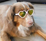Style Vault G012 Dog Pet Costume Prop Sunglasses Heart Shape Medium Breeds 20lb-40lbs (2-Pack Red +Pink-Pink Mirror)