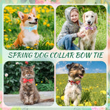 Silkfly 100 Pcs Dog Bow Ties Bulk Adjustable Pet Bowtie Collar Bows Holiday Dog Bowknot for Small Medium Pet Costume Grooming Supplies(Spring Pattern)