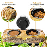 CAVACHEW 2 in 1 Reptile Feeding Ledge & Turtle Basking Platform, Resin Suction Cup Feeder with 4PCS Cups, Terrarium Water Bowl Food Dish - Tank Accessories for Crested Gecko Lizards & Aquatic Turtles