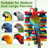 ERKOON Extra Large Bird Parrot Toys for Macaws, African Grey, Amazon Parrots Multicolored Natural Wooden Blocks Parrot Chewing Toy Bird Cage Bite Toy