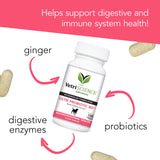 VetriScience Extra Strength Healthy Gut & Digestion Chewable Tablets, Probiotic BD Digestive Enzyme Supplement for Dogs, Probiotics and Enzymes Soothe Gut and Bowel Discomfort, Chicken, 120 Count