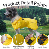 MAMORE Dog Raincoat, Waterproof Adjustable Floral Hooded Pet Poncho Reflective Dog Rain Jacket for Small Medium Large Dogs for Outdoor Walking Hiking (Yellow, Medium)