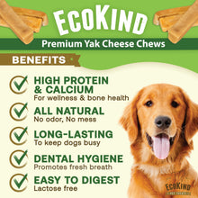 Load image into Gallery viewer, EcoKind Premium Gold Yak Cheese Himalayan Dog Chews, Dog Treats Large Breed, All Natural, High Protein, for Aggressive Chewers, Large - 4 Chews (1 lb)
