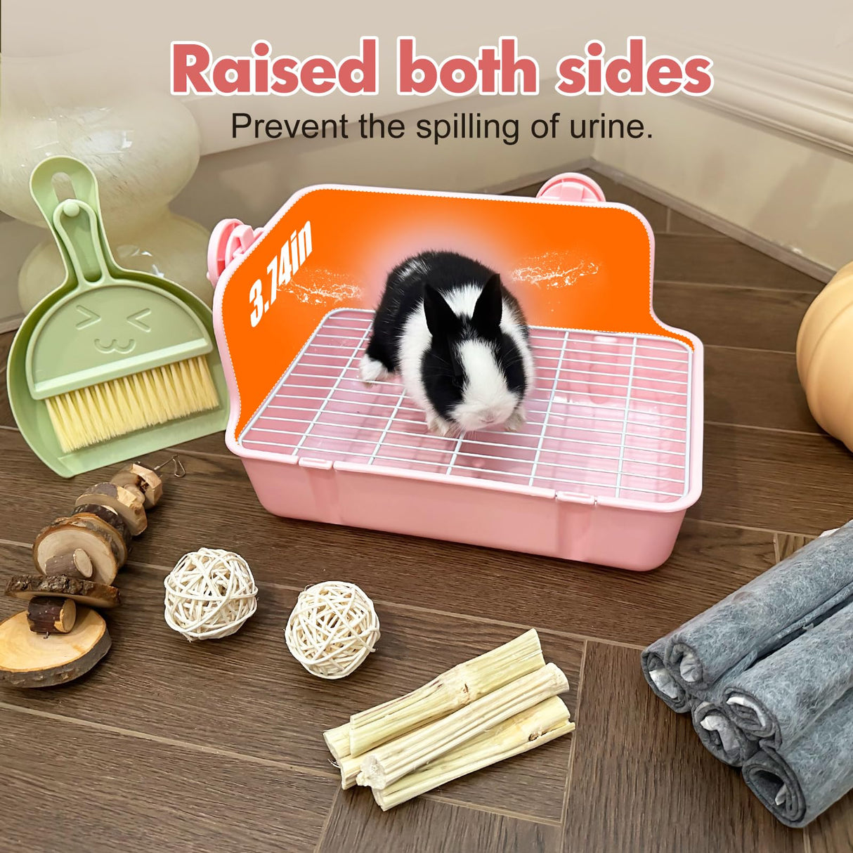 RUBYHOME Rabbit Litter Box Bunny Litter Box Guinea Pig Potty Trainer Corner Bedding Pet Potty Pan for Rabbit Guinea Pig Ferret Small Animal Cage Accessories