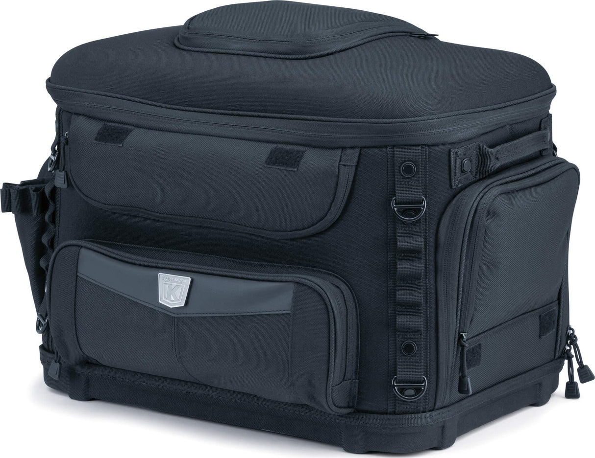Kuryakyn 5288 Grand Pet Palace: Portable Weather Resistant Motorcycle Dog/Cat Carrier Crate for Luggage Rack or Passenger Seat with Sissy Bar Straps, Black 35 lbs Capacity