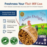 Grubs Delight 5LB Dried Black Soldier Fly Larvae for Chickens – 85x More Calcium Than Mealworms, for Chickens and Birds, 100% Natural Non-GMO Chicken Worms Treats, High Protein & Calcium Poultry Feed