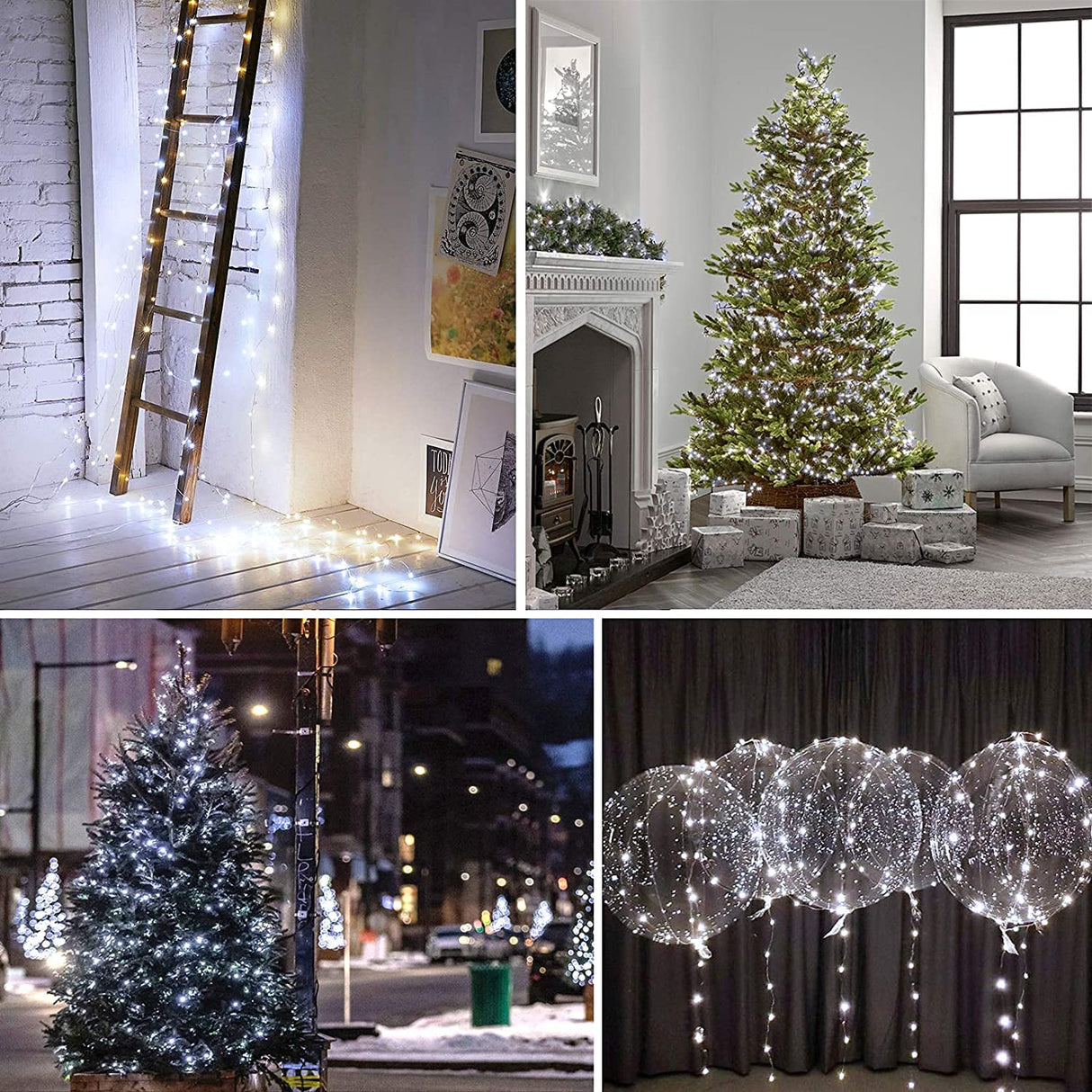 4-Pack White Fairy Lights Battery Operated with Timer, Waterproof 16FT 50 LED String Lights Outdoor Indoor, Twinkle Lights for Bedroom Home Wedding Birthday Christmas Parties Centerpiece (Cool White)