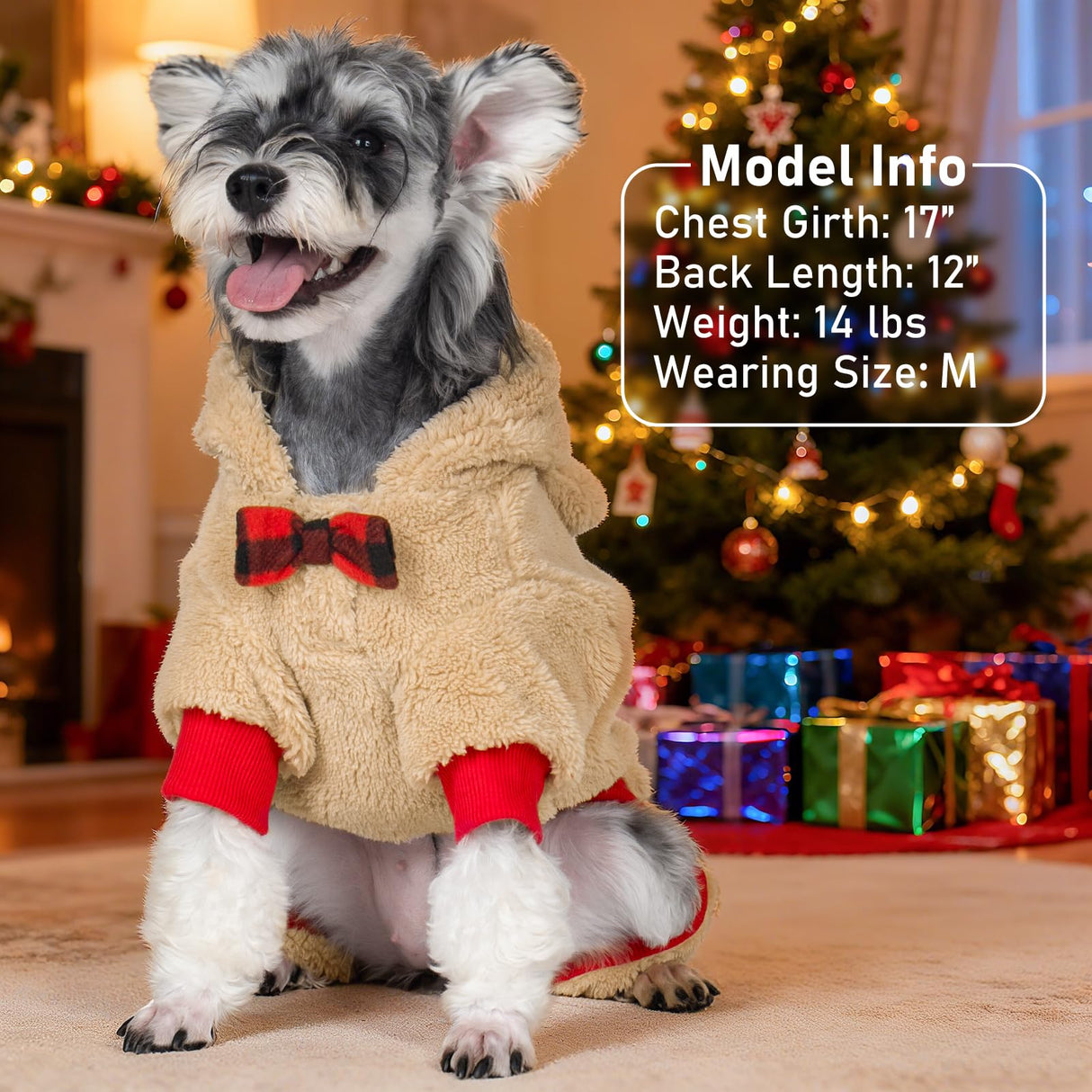 KYEESE Dog Christmas Pajamas with Reindeer Antler Hood, Pet Onesie for Large Dogs, Soft Plush Warm Dog Pjs, Red Buffalo Check Holiday Pet Onesie, Cute Festive Outfit, XXX-Large