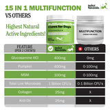 Deley Naturals 15 in 1 Multivitamin for Dogs - Complete Dog Vitamins and Supplements for Immune Support, Joint, Skin, Digestion, Heart & Overall Health - Daily Multifunction Supplements - 120 Chews