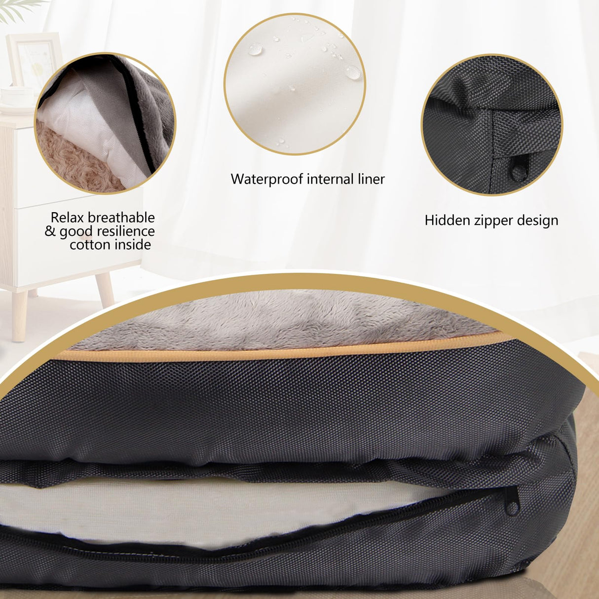 JOYELF Large Memory Foam Dog Bed, Orthopedic Dog Bed & Sofa with Removable Washable Cover and Squeaker Toy as Gift