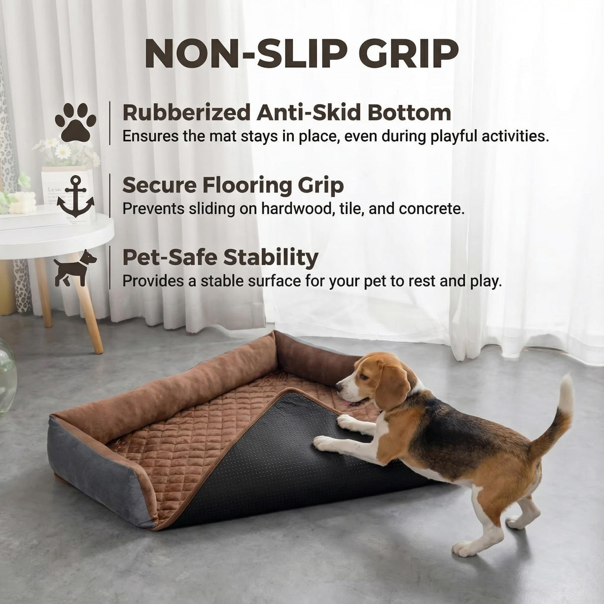 Calming Dog Bed for Couch,Durable Velvet Dog Couch Cover,Removable Washable Pet Bed for Couch,Couch Protector for Small,Medium Dogs and Cats (Brown, 30 x 30 inch)