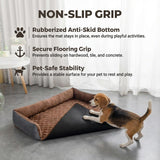Calming Dog Bed for Couch,Durable Velvet Dog Couch Cover,Removable Washable Pet Bed for Couch,Couch Protector for Small,Medium Dogs and Cats (Brown, 30 x 30 inch)