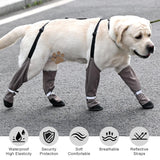 Snugrance Dog Suspender Boots for Small/Medium/Large Dogs, Tall Waterproof Paw Protectors, Anti-Slip & Fall Rain Booties Snow Shoes Leggings, Adjustable Strap Pet Boots for Outdoor Walking Hiking (L)