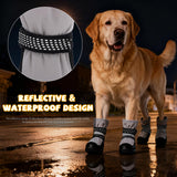 Dog Shoes for Medium Large Dogs Winter Dog Snow Boots Anti-Slip Dog Boots & Paw Protectors Warm Wool Snow Booties with Reflective for Hiking 4Pcs,Size 1