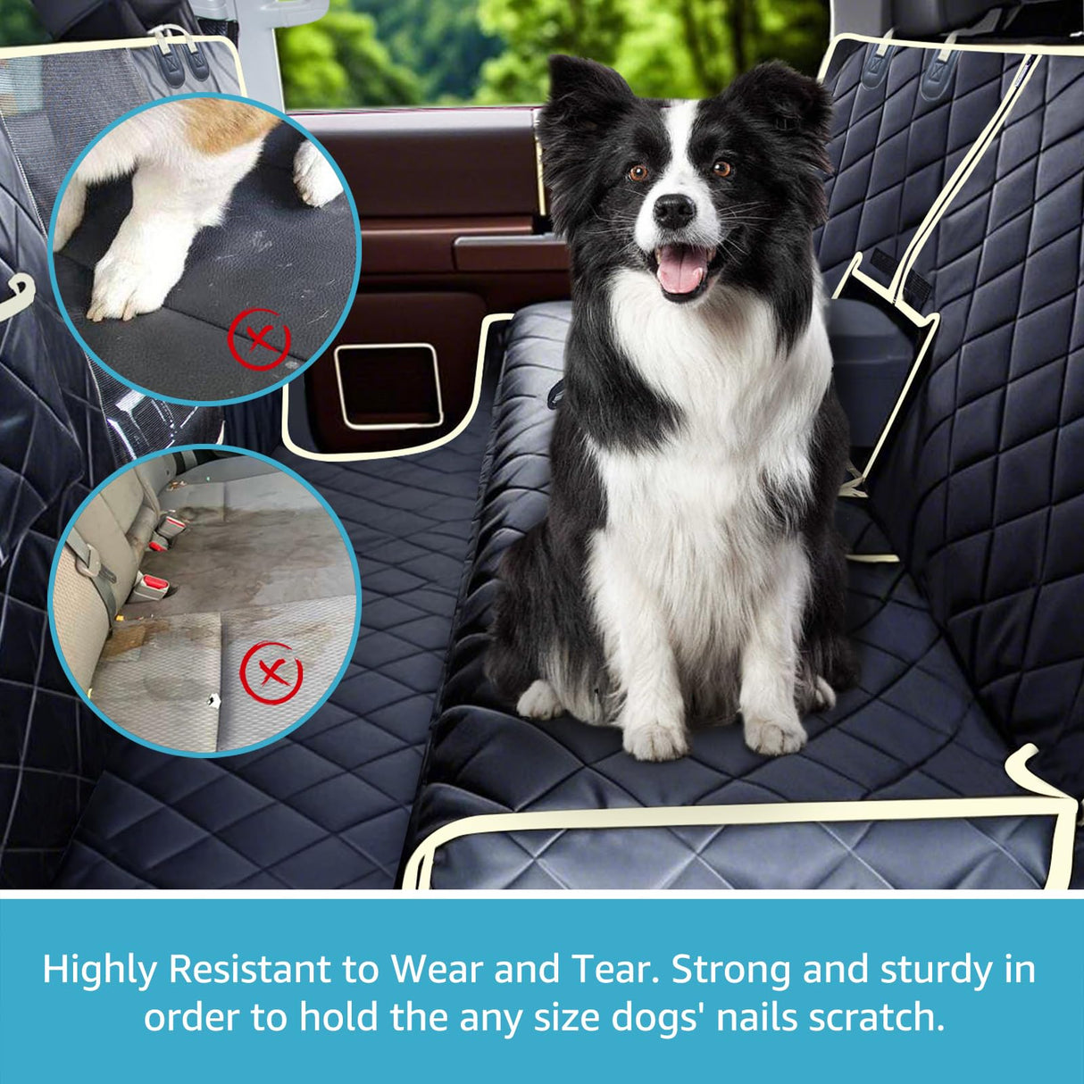 Lassie 4 in 1 Dog Floor Hammock for Crew Cab,100% Waterproof Backseat Cover Dog Seat Covers, Bench Protector for Ford F150, Chevy Silverado,GMC Sierra,Toyota Tundra,Ram 1500 Truck etc