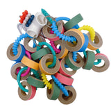 ToughRight Fatty Bagel Cascade 24Pcs Bird Toys for Parrots Durable Cardboard Chewing Shredding Foraging 1.75“ for Medium & Large Parrot Amazons Mini Macaws African Greys Cockatoos Eclectus Senegal